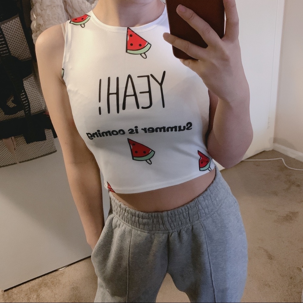 Watermelon elastic tank